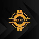 Logotyp i form av en gul klocka med text Unikure