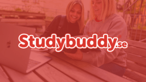 Foto studbuddy text med röd bakgrund